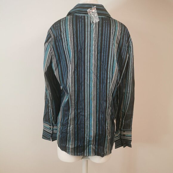 New York & Company Funky Stripe Button Down Top - Picture 3 of 4